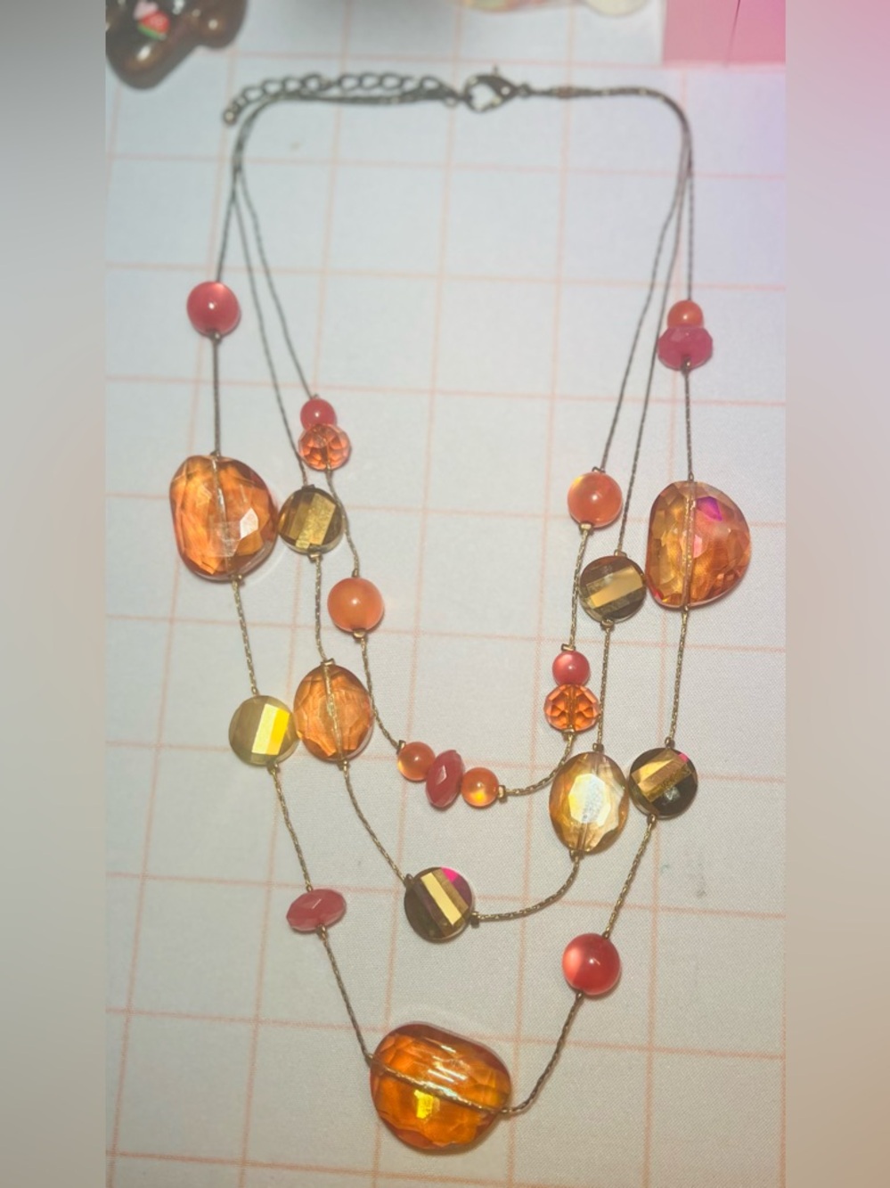 Macy*s Multi-Strand Amber and Coral Beaded Necklace